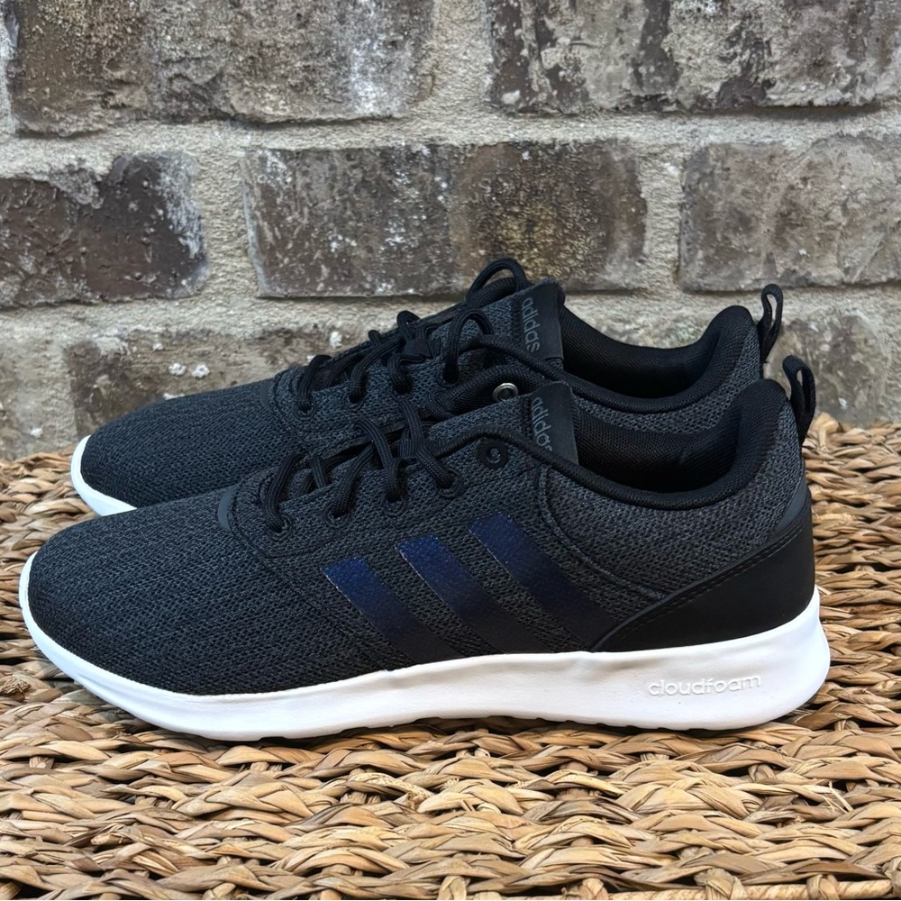 Adidas Black and Blue Athletic Shoes with Mesh and Cushioned Sole